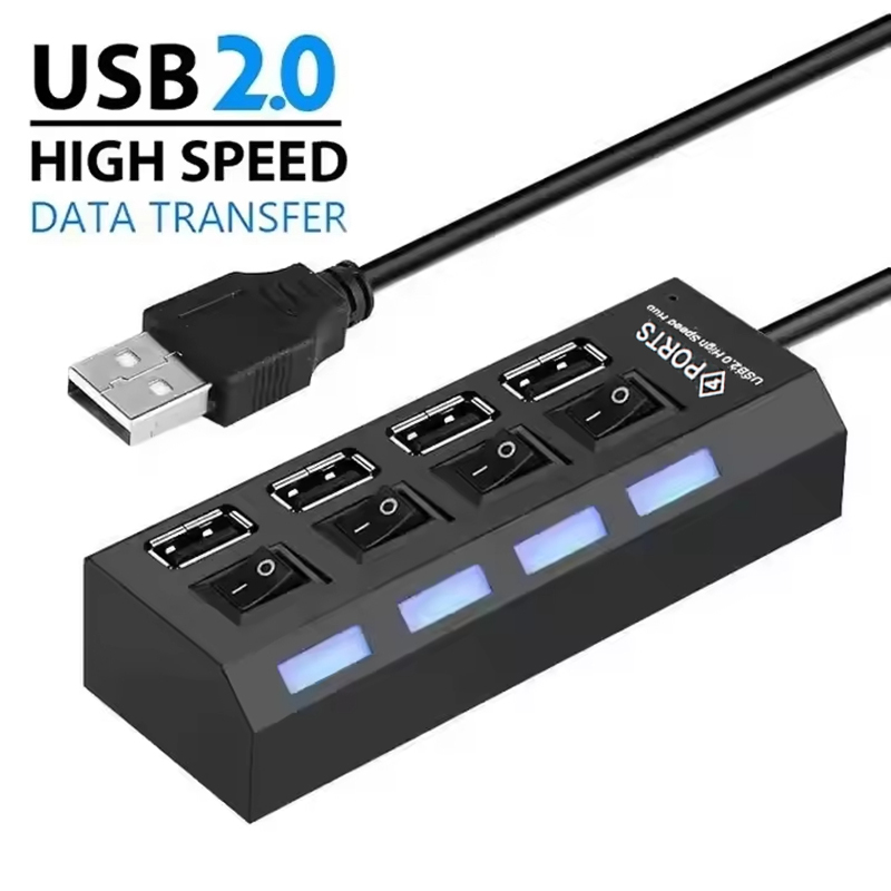 Laptop Accessories Kit - 4-poorts USB 2.0 hub-uitbreidingssplitter met onafhankelijke