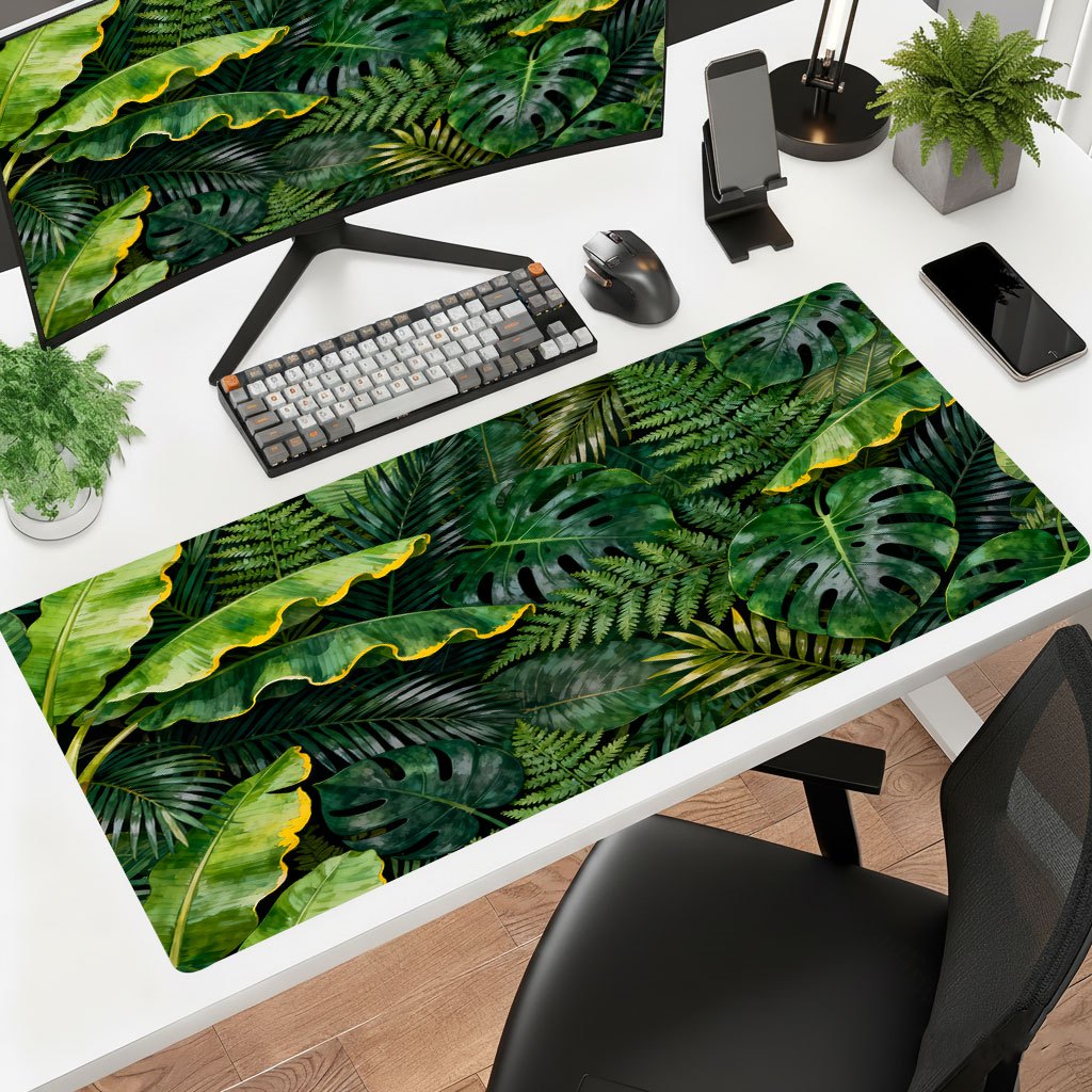 Laptop Accessories Brand - Merk grote ijzeren muismat met bladmotief,