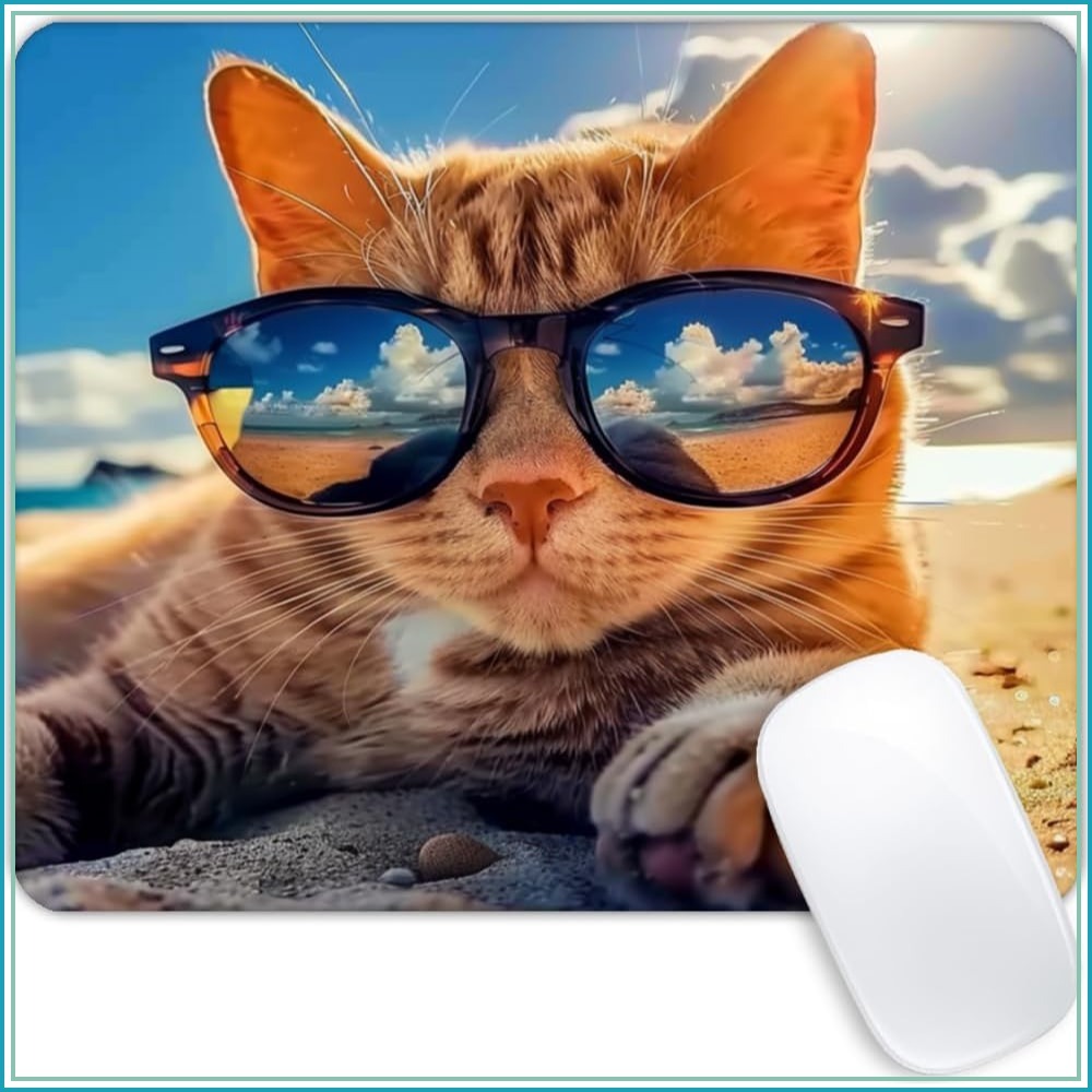 Laptop Accessories For Wrist Support - Sunshine Beach Cat-muismat met antislip rubberen